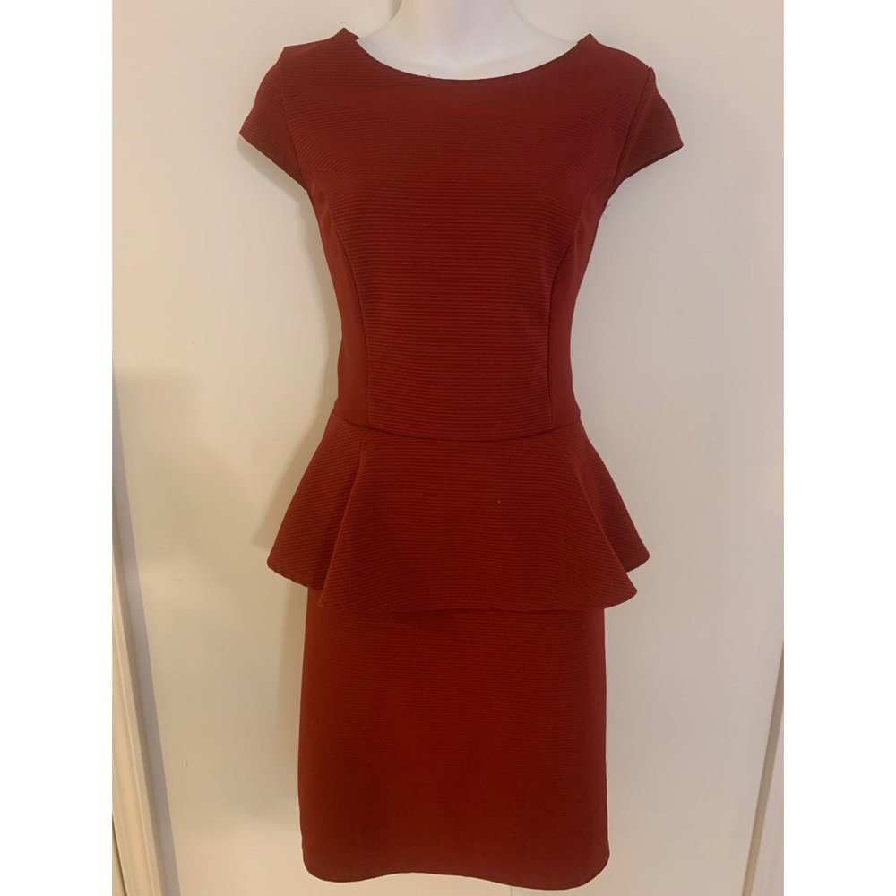 Ladies Red Peplum Dress